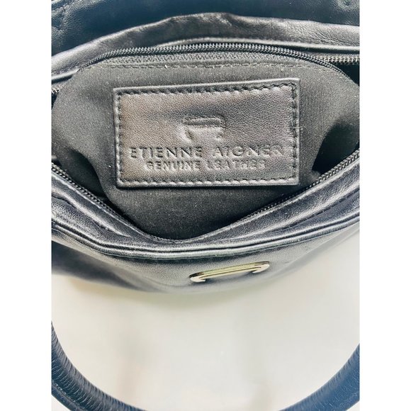 Atienne Aigner Vintage 60s Black Leather Shoulder Bag Style 7280R EUC - Picture 11 of 11